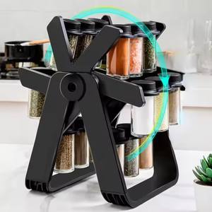 Organizzatore da cucina rotante di 360 gradi con 18 barattoli di vetro per <span class=keywords><strong>erbe</strong></span> e spezie Set di condimenti Organizer - Product Image 4