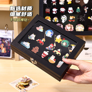 Brooch <b>Storage</b> <b>Box</b> With Felt Board Dustproof Lid Metal Badge Display Case Desktop Organizer - Product Image 2