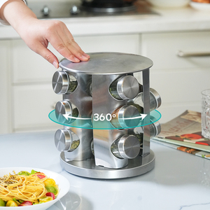 Nhà Bếp Kim Loại 12 Miếng Gia Vị Xoay Thiết Lập Nhỏ Vòng Chai Gia Vị Và Rack Set Glass Gia Vị Lọ Với Đứng - Product Image 2