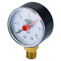 HUBEN 50mm Vertikales Druckmessgerät-Set 1/4-Zoll-Anschluss 6 Bar Öl-/Wasser-Manometer Stahl 1 Jahr Garantie