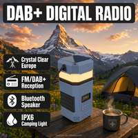 Radio Portátil de Emergencia para el Hogar DF-585, DAB Plus FM, Altavoz, Manivela Solar, Linterna Impermeable para Camping