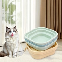 Zoyi Pet Bol double pliable 2-en-1 pour chien et chat, en silicone, étanche, pour usage extérieur avec crochet
