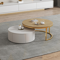 Tables basses rondes blanches modernes minimalistes et luxueuses avec tiroirs pour petit salon
