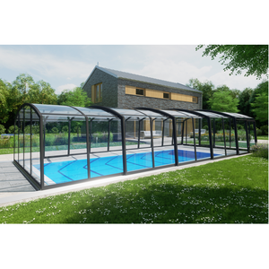 Carport Elettrico Pieghevole Mobile - Veranda Automatica Intelligente in Vetro Copertura Pieghevole per Piscina - Product Image 3