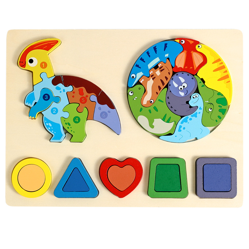 Three-in-one shape long neck dragon puzzle