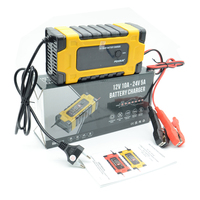 Foxsur nouveau 12V 10A/24V 5A 7 étages batterie mainteneur désulfateur chargeur plomb GEL STD AGM voiture moto impulsion réparation chargeur 10