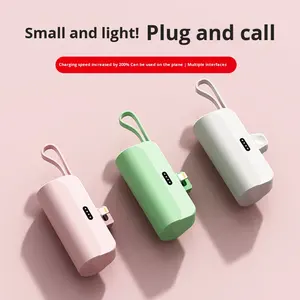 Banco de Energía Portátil de 5000 mAh - Diseño de Cápsula con Cable Integrado, Mini Tamaño, Gran Capacidad, Carga Rápida, Fuente de Alimentación Compartida - Product Image 3