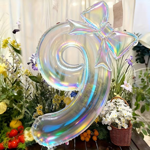 Palloncino Numerico Iridescente Lucido da 40 Pollici <span class=keywords><strong>con</strong></span> Fiocco, <span class=keywords><strong>Palloncini</strong></span> in Foil <span class=keywords><strong>Arcobaleno</strong></span> per Feste di Compleanno e Matrimoni, Vendita all'Ingrosso - Product Image 5