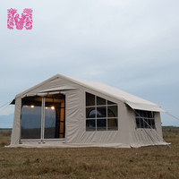 Tente gonflable portable Oxford imperméable double couche 5000 mm avec cheminée, pour 4-6 personnes, 4 saisons, super tente de camping