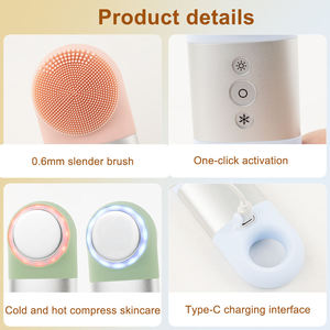 Nettoyeur facial électrique en silicone, compresse chaude et froide, vibration, brosse de lavage du visage, démaquillant, appareil de soin de la peau - Product Image 4