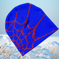 Gorro de Punto con Patrón de Telaraña Estilo Y2K, Multicolor, Acrílico, Cálido, Unisex, Estilo Hip Hop, Personalizable
