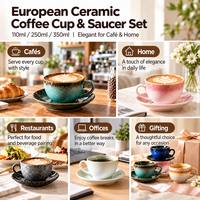 Ensemble de tasses à café en céramique empilables personnalisées Kingze 110ml 250ml 350ml Tasses et soucoupes élégantes en porcelaine