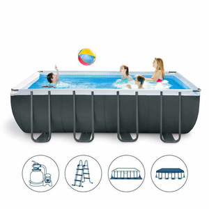 สระว่ายน้ำทรงสี่เหลี่ยมแบบตั้งพื้น โครง PVC ขนาดใหญ่พิเศษ สำหรับว่ายน้ำและกีฬาทางน้ำทุกวัย - Product Image 3