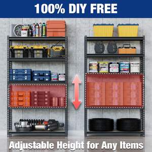 Estante de almacenamiento de 5 niveles de alta resistencia de 72 "H, estantería de garaje de acero metálico ajustable de 2180 libras de capacidad para despensa de cocina de sótano - Product Image 4