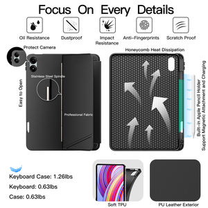 Магнитный съемный чехол-клавиатура с подсветкой и сенсорной панелью, беспроводная Bluetooth-клавиатура для Redmi Pad Pro 12.1 дюйма, обучающий чехол-клавиатура - Product Image 5