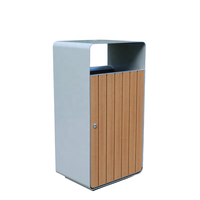Conteneur à déchets en bois d'extérieur, poubelle publique pour rue urbaine, parc, grande poubelle de recyclage, bac à déchets commercial