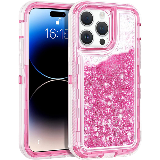 Luxury Glitter Heavy Duty Mobile Phone Cases Bling Flowing Liquid Sand Quicksand Sparkle Back Cover for iPhone 16 15 14 Pro Max