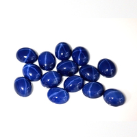 Pierre synthétique ovale à dos plat en gros, de 3x5 mm à 13x18 mm, saphir bleu étoile synthétique, cabochon