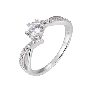 Elegant Custom Design S925 moissanite Ring with CZ Stone Unisex Engagement Party Anniversary Wedding Ring for Women