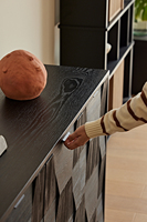 Buffet en bois noir mat simple meuble de rangement TV Entertainment Buffets en bouleau Buffets de rangement