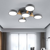 JACKSUN Plafonnier à disque rond LED nordique Éclairage de salon Combinaison multi-têtes créative de style macaron Panneau lumineux mince