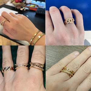 Cincin Pernikahan lebah lucu berlapis 18k, cincin pernikahan heksagonal berlian zirkonia berkilau geometris minimalis wanita - Product Image 6