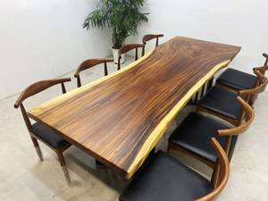 <span class=keywords><strong>Bespoke</strong></span> sang trọng sống cạnh tự nhiên quả óc chó/samanea saman Bàn Ăn Hiện Đại sàn Gỗ Phòng Bếp bảng - Product Image 5