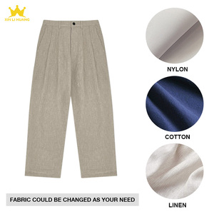 <span class=keywords><strong>Pantaloni</strong></span> Casual in <span class=keywords><strong>lino</strong></span> da uomo-<span class=keywords><strong>pantaloni</strong></span> eleganti e larghi a pieghe doppie in misto cotone-<span class=keywords><strong>lino</strong></span> - Product Image 5
