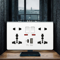Enchufe de Pared Inteligente de 18W con Puertos USB-A y USB-C de Carga Rápida, Interruptor Universal de 4A, Corriente Nominal de 13A, Enchufe de Plástico para Reino Unido/China