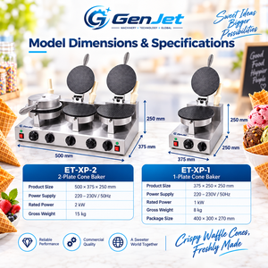 GenJet Premium Pick ET XP 2 Machine à gaufrettes électriques à double plaque 2 kW pour cafés et stands de restauration mobiles - Product Image 5
