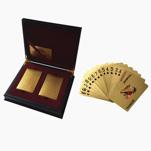 Khuyến mại 24K lá vàng mạ thẻ chơi với quà tặng <span class=keywords><strong>MDF</strong></span> hộp gỗ 100% nhựa vàng Poker thẻ - Product Image 2