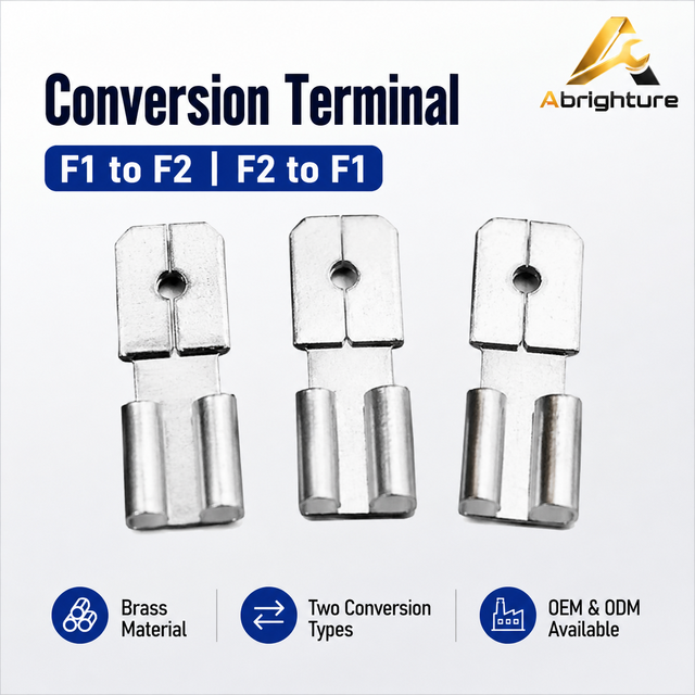 Silver-Plated Brass Battery Terminal Adapter F1 to F2 & F2 to F1 Faston Conversion Terminal Corrosion Resistant OEM ODM