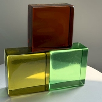 Hochwertige 50*100*100mm Halbglas steine Block Grün Bernstein Buntes Glas Original Bastel ideen für Innenräume