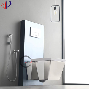 Équipement de salle de bain en gros, toilette monobloc murale en céramique dorée, toilette automatique pour salle de bain - Product Image 1