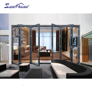 AS2047 Australian Standards Patio Soundproof Bi-fold Doors Tempered Glass Aluminum Folding Doors