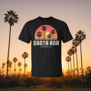 Camiseta Retro de Santa Ana, California, con Diseño de Atardecer, Unisex, Cuello Redondo, Manga Corta, Promocional - Product Image 3