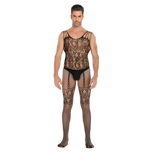 Nuevas llegadas: Bodystockings de malla negra con estampado floral Paisley para hombre, lencería. - Product Image 2