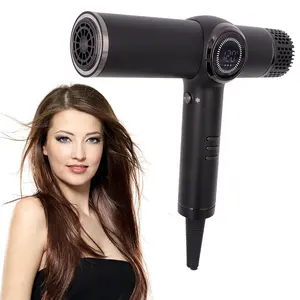 Pengering rambut Salon, pengering rambut Salon dapat diatur profesional LCD 110,000 RPM Digital Brushless Motor DC pengering rambut