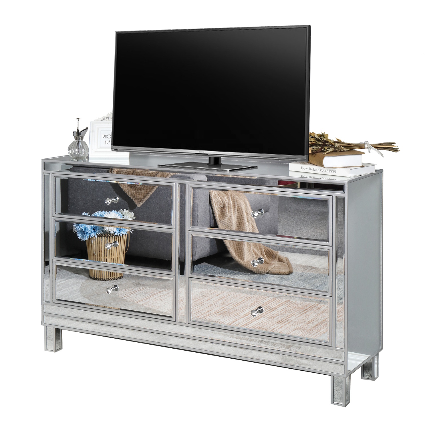 Современный деревянный шкафчик с рамкой для гостиной, стол для спальни, роскошные зеркальные шкафы, 6 комодов