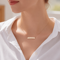 Collier barre personnalisé avec chiffres romains, plaqué or 18 carats, acier inoxydable, coordonnées gravées, collier barre horizontale
