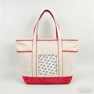 Bolsa de lona personalizada con ribete festoneado Ric Rac, diseño de puntadas autoadhesivas para ventana y estilo tote, con acabado propio - Product Image 3