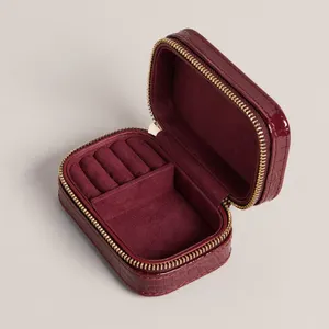 Small Jewelry Box Necklace Ring Storage Organizer Mini caso Crocodile Pattern PU Travel Jewellery case for Women Gift