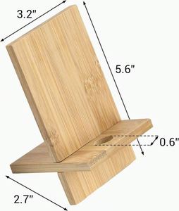 Support de smartphone artisanal en bambou |   Support de haute qualité pour téléphone portable et tablette |   Impression de logo personnalisé pour les cadeaux d'entreprise - Product Image 2
