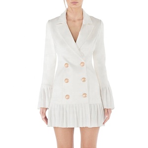 <span class=keywords><strong>Abito</strong></span> Blazer Estivo da Donna alla Moda, Casual, <span class=keywords><strong>Mini</strong></span>, a Maniche Lunghe, Doppiopetto, Aderente, con Cerniera, Ecologico - Product Image 1