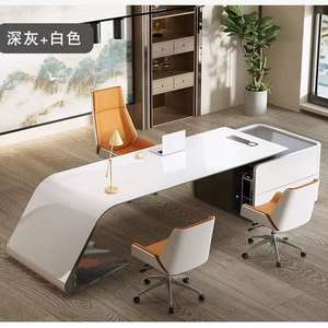 Modern Minimalist Walnut <b>Solid</b> <b>Wood</b> <b>Desk</b> With Drawers For Home Office Study Room Computer Workstation - Product Image 4