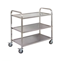 Goed Verkopende 2-Tier Gepolijste Vierkante Buis Roestvrij Staal Catering Trolley Keuken Trolley Kar Voor Hotel & Restaurant Benodigdheden