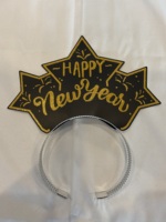 Serre-tête scintillant noir, or et argent en forme d'étoile pour le Nouvel An – Tiare Joyeux Nouvel An pour le réveillon et les fêtes