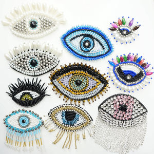 PH014 Custom Handmade Hot Fix Diamant Patch DIY Evil Eye Strass Perlen Applique Patch - Product Image 1