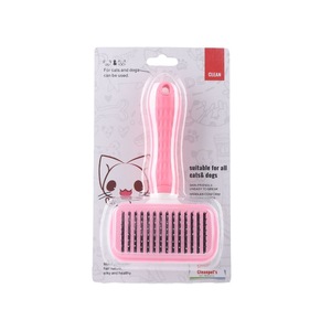 Pet Hair Removal Comb Self Cleaning <b>Dog</b> Cat Grooming Brush With One <b>Button</b> Design For Pet Care - Product Image 5