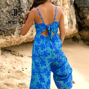 Mono con Tirantes de Diseño Personalizado OEM, Holgado, Elegante, Estampado, Informal, Playero, Hawaiano, para Mujer - Product Image 1